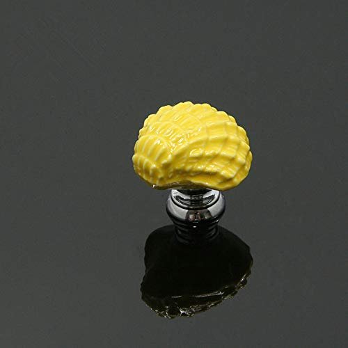 Mediterranean Style Ceramic Ocean Shell Drawer Knobs Cabinet Cupboard Door Handles Novelty Fashion Furniture Handles - (Color: Yellow)