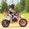 Honrane 50cc Kids Dirt Bike, 2-Strok Gas Dirt Bike, Gas Power Motocross Bike, Off Road Gas Pocket Bike, Mini Dirt Bike for Kids, Gas Powered Dirt Bike, Gas Motorcycle with Front Rear Disc Brakes Red view 3