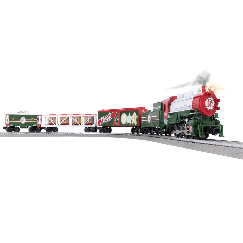 Lionel Peppermint Railroad 0-8-0 Christmas Freight LionChief Electric O Gauge Bluetooth 5.0 Train Set with Remote