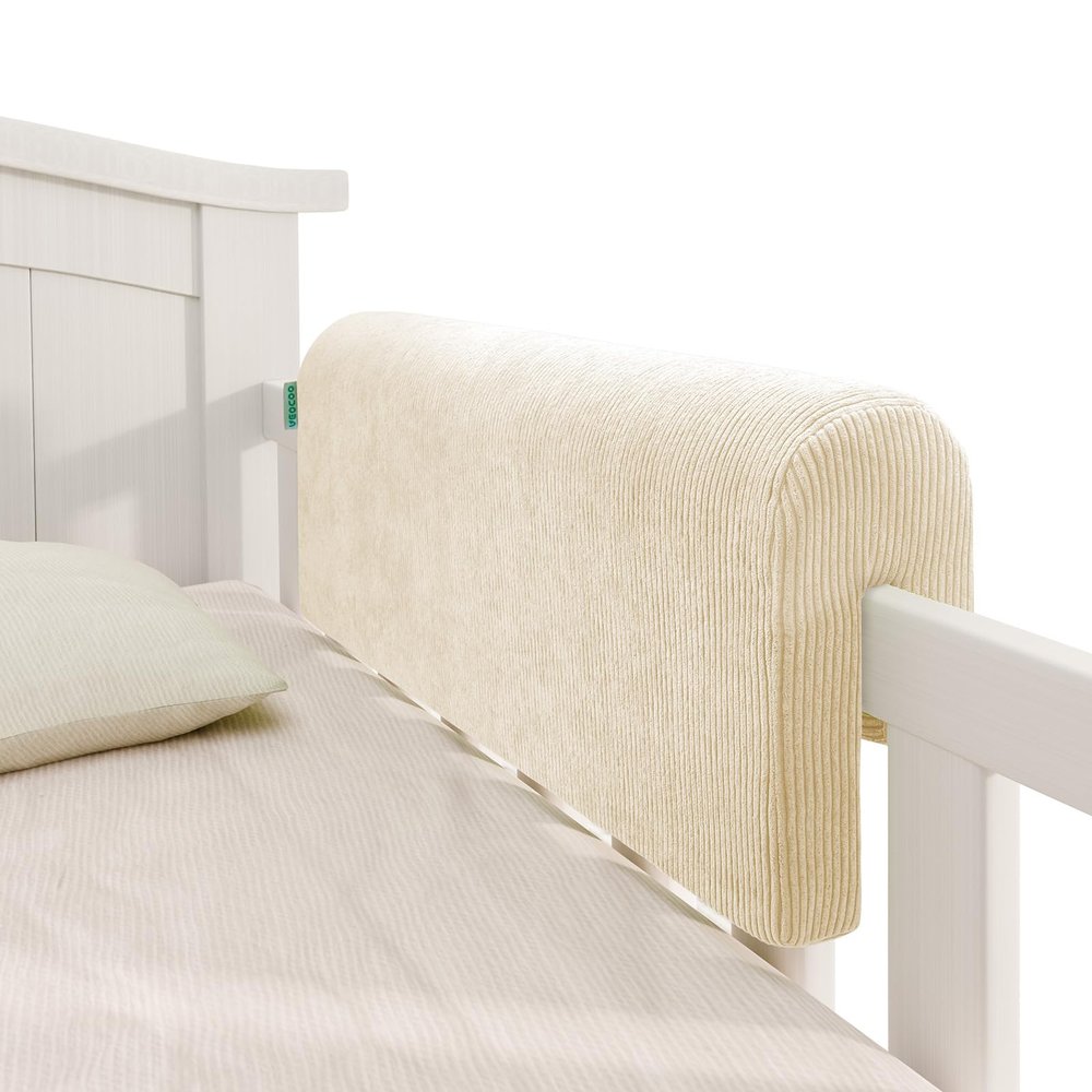 AEOCOO Bed Bumpers for Toddlers, 2.3 Ft Toddler Bed Rail Bumper Protector for Loft Beds & Bunk Beds, Premium Soft Memory Foam Bed Guardrail, Anti-Bump | Fall Prevention, Size 27.6 Inch, Beige