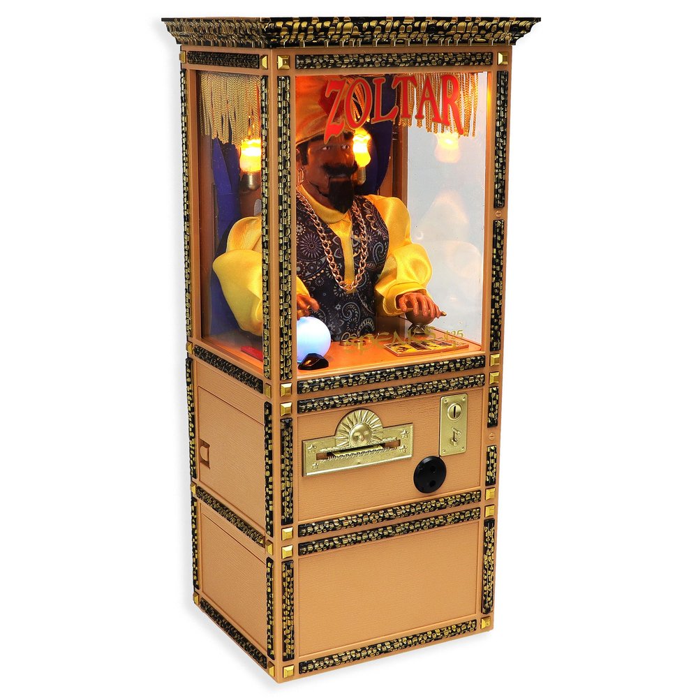 New Wave Toys Zoltar Speaks Mini Replica Fortune Teller Machine, Fully Animated 1/6 Scale with Card Dispenser, USB-C Rechargable
