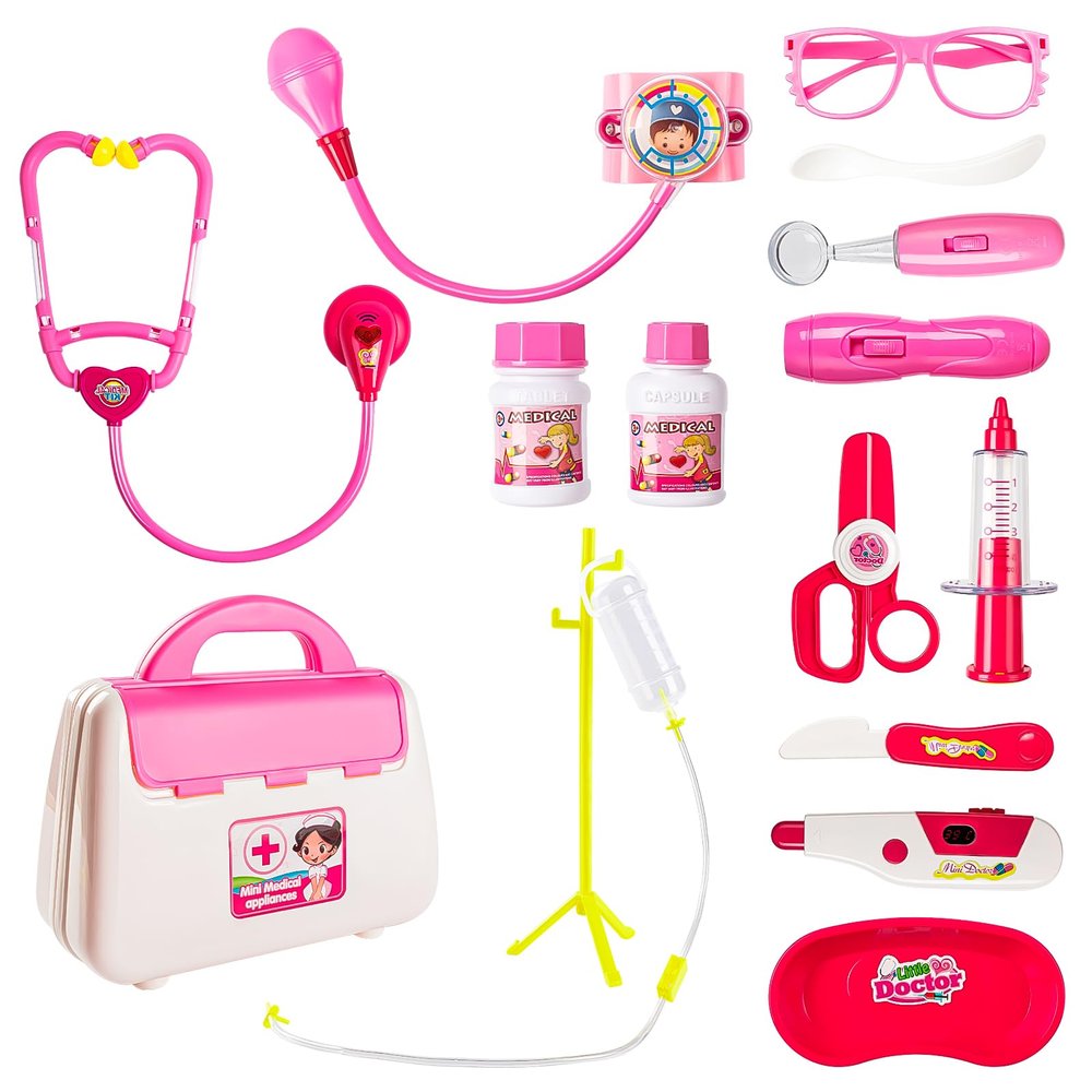 LBSXQGS Doctor Kit for Kids15Pcs Doctors Play Set Pretend Play Doctor Toys for Toddler Boys Girls Aged 3 4 5 6 Year Old