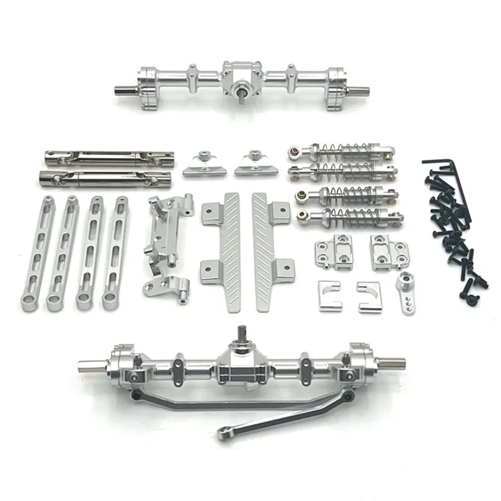 ASTRFJUY Metal Upgraded Front and Rear Suspension Parts Package for MN Model 1/12 MN82 LC79 RC Car Parts(Silver)
