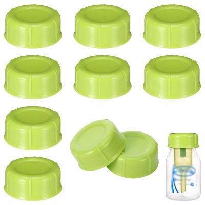 10Pcs Narrow Baby Bottle Caps Compatible with Dr Brown's, Medela, Ameda, Travel Bottle Caps Replacement Parts for Dr Brown, Storage Baby Bottle Lids with Sealing Gasket BPA Free Leak Proof (Green)