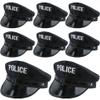 SGBETTER 8 Pack Kids Police Hats Black Policeman Cop Hat Police Officer Hat for Boys Girls Halloween Party Costume Accessories (Black-Set-1) view 1