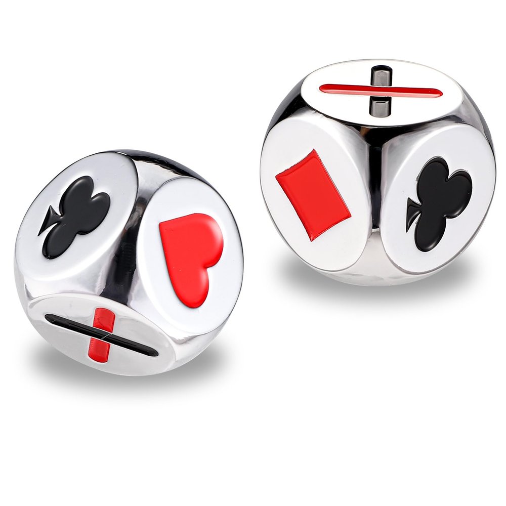 2pcs Trump Marker Dice, Metal Trump Dice for Card Games Trump Indicator Euchre Cube Trump Marker Poker Gift for Use with Euchre Pinochle Bridge Card Games(Silver)