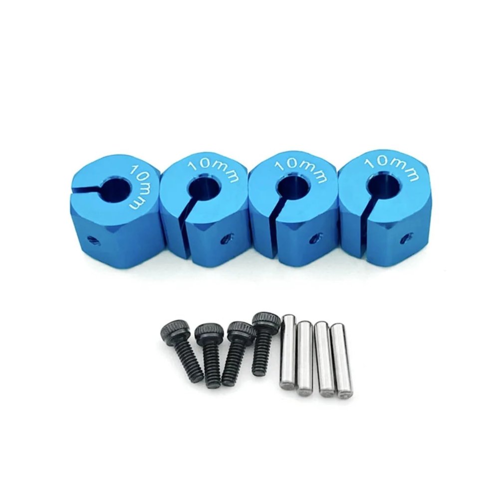 RC Upgrade Accessories for Traxxas for Tamiya for Axial for SCX10 900461 D90 1/10 RC Crawler Car 4pcs 8/9/10/11/12MM Thickness Aluminum Wheel Hex Nut Drive Hubs(Blue,10mm)