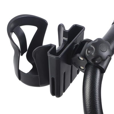 2 in 1 Stroller Cup Holder with Phone Holder, Universal Bike Cup Holder Bottle Holder Cup Phone Holder for Baby Stroller, Wheelchair, Walker, Bike, Scooter, Gifts for Family (Black)