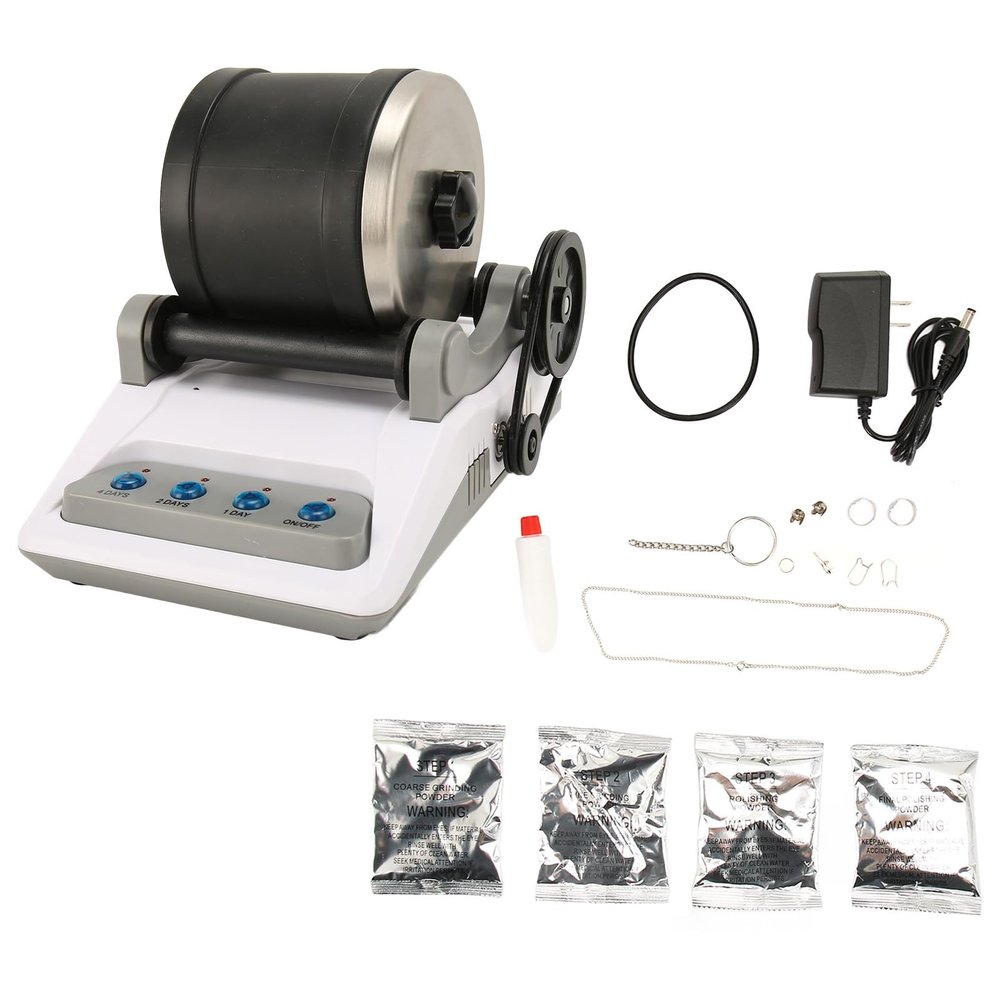 Starter Rock Tumbler Kit, Endurance Motor Simple Operating Glittering Stones Rocks Polishing Powder Included Rock Polisher for Geology Teach Toy