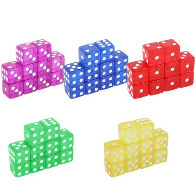 50pcs 16mm Game Dice, D6 Six Sided Dice Set Colored Casino Dice Translucent Acrylic Dados for Yahtzee,Tenzi, Farkle, Bunco, DND, RPG,Table Board Game or Teaching Math