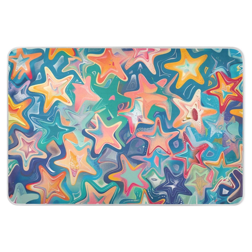 Colored Stars Extra Large Resuable Baby Bed Pad Water Resistant Potty Training Cover Leakproof Quick Drying Pee Mats for Baby Boys Girls, 52"L x 34"W