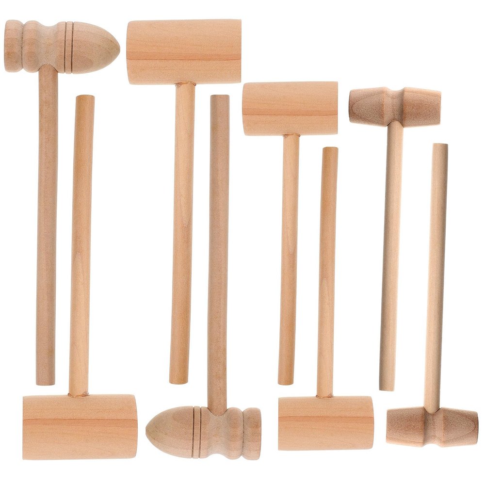 JOINPAYA 8pcs Easter Wood Hammer: Small Easter Egg Hammer Mini Wooden Crab for Chocolate Pounding Tool Eggs