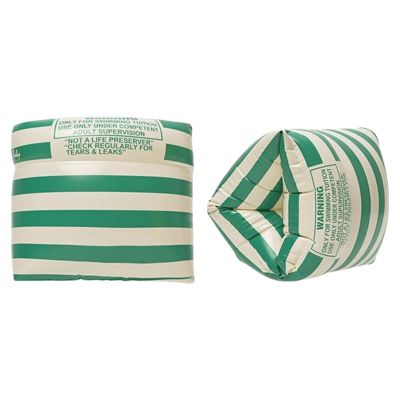 2-4 Pack Arm Floaties for Kids Adult - Vintage Striped Inflatable PVC Swimming Rings Pool Floats Arm Bands for Kids Adult Toddlers Children 3-5-6-12 Years (Green)