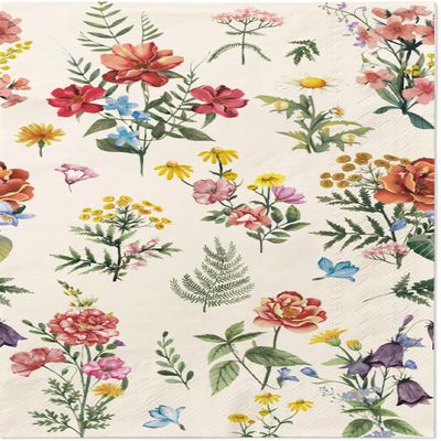 100 Flower Napkins Watercolor Floral Vintage Wild Flower Disposable Hand Towels Decorative Paper Guest for Bathroom Toilet Powder Room Wedding Birthday Bridal Party Decor