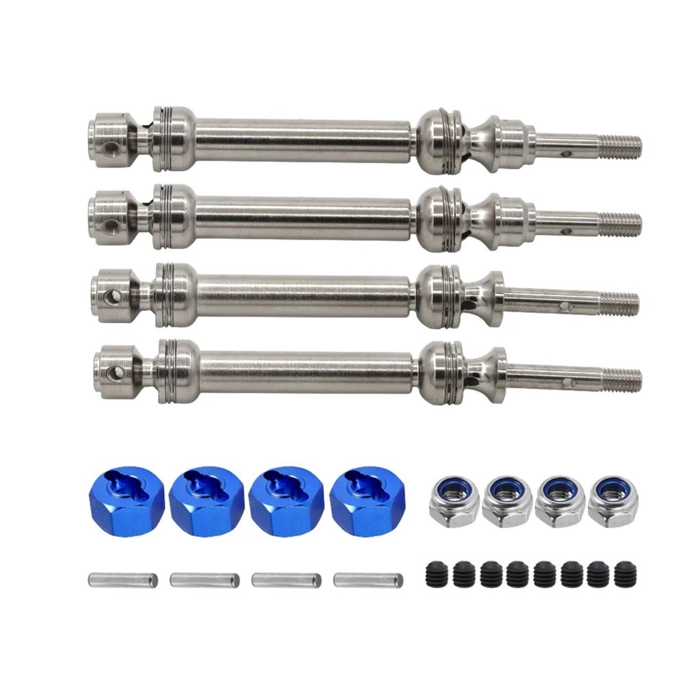 RC Upgrade Accessories for Slash for Rustler for Stampede for VXL 4X4 4WD 1/10 Front and Rear Drive Shaft Spline CVD 110-150MM RC Car Upgrade Parts(Silver,1 Set (4pcs))