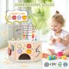 Large Wooden Activity Cube for Toddlers, 9 in 1 Educational Baby Activity Cube, Montessori Toys for 1+ Year Old Boys & Girls, Cute Zoo Theme Baby Cube Toy Sorting & Stacking Game, 1st Birthday Gift view 2
