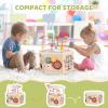 Large Wooden Activity Cube for Toddlers, 9 in 1 Educational Baby Activity Cube, Montessori Toys for 1+ Year Old Boys & Girls, Cute Zoo Theme Baby Cube Toy Sorting & Stacking Game, 1st Birthday Gift view 3
