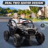 24V Ride On Car for Kids, 2 Seater Powered Electric Off-Road UTV Toy,4WD Electric Vehicle with Remote Control,LED Lights,Four-Wheel Shock Absorption,3 Speeds,Horn, Music(Black) view 3