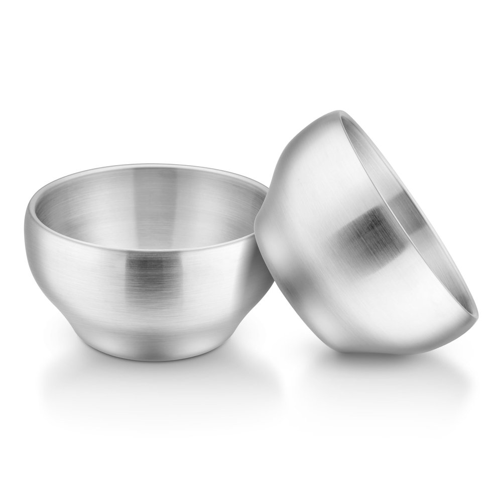 LIANYU 2-Piece 304 Stainless Steel Toddlers Bowls, 12oz Small Bowls for Kids Children Baby, Feeding Set for Soup Dinner, Heavy Duty & Double-Walled, Dishwasher Safe