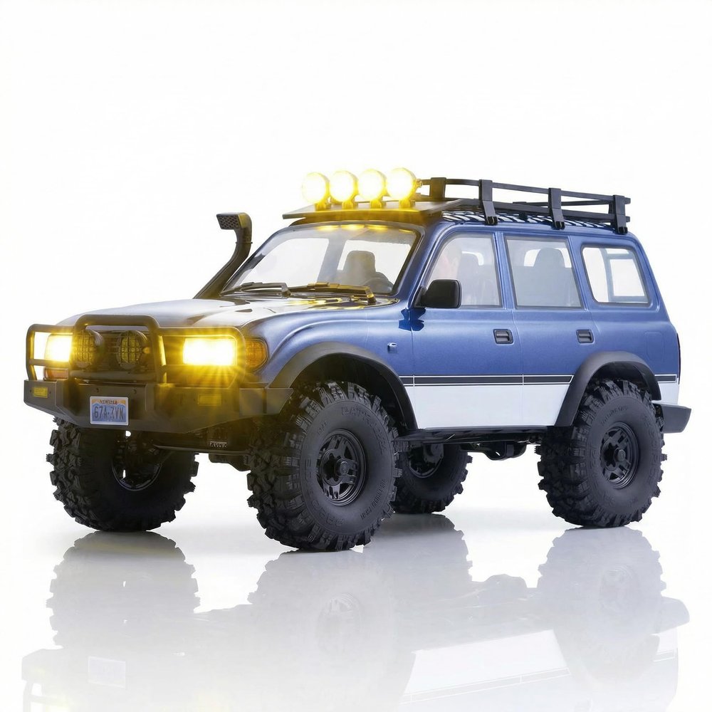 EAZYRC FMS FCX10 1/10 RC Crawler LC80 PRO V2-Official Toyota Licensed,High-Performance Brushless RC Crawler 4X4,Two Speed Transmission,Metal Chassis,Realistic LED Lights,RC Car for Adults (Blue)