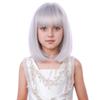 DUDUWIG Silver Grey Wig Short Silver Gray Straight Wig Silver Gray Wigs with Bangs Hairnet Include (Small Size) view 2