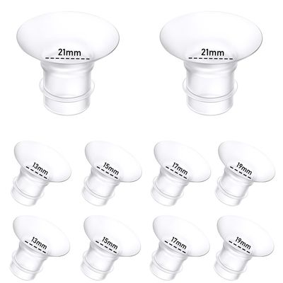 10Pcs Breast Pump Flange Insert 13/15/17/19/21mm*2 Compatible with Momcozy/Spectra/Medela/eufy/Elvie/Lansinoh/Paruu P10 Breast Pump, Fit for Momcozy M5/M9/M6/V2 Pro/V2 pro/S12 Pro/eufy E10 S1 S1 Pro