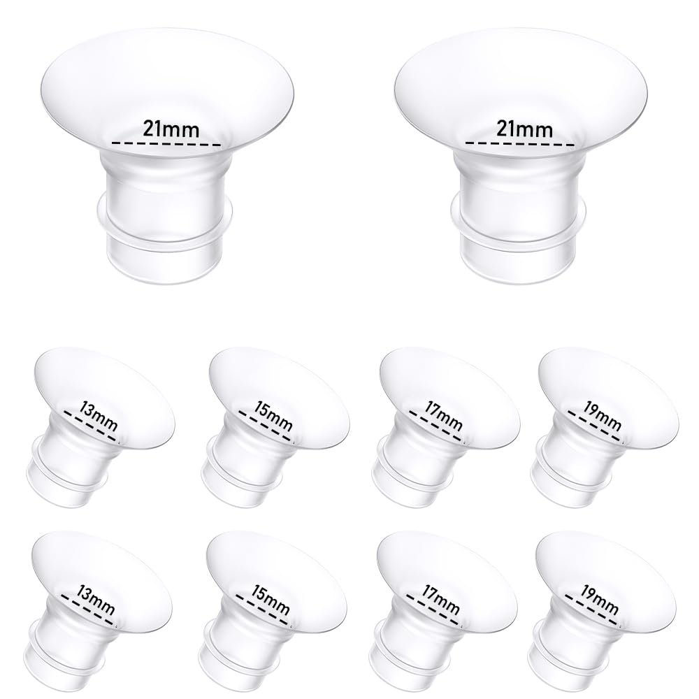 10Pcs Breast Pump Flange Insert 13/15/17/19/21mm*2 Compatible with Momcozy/Spectra/Medela/eufy/Elvie/Lansinoh/Paruu P10 Breast Pump, Fit for Momcozy M5/M9/M6/V2 Pro/V2 pro/S12 Pro/eufy E10 S1 S1 Pro