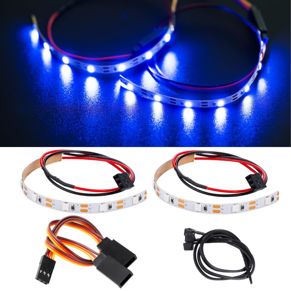 BRKRC RC Chassis Lights LED Strip Underglow Underbody Lamp for ARRMA 1/18 Granite Typhon GROM 1/14 Mojave Grom Mega 380 Upgrades Accessories (Blue)