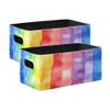 xigua Rainbow Stripes Storage Bins Set of 2,Collapsible Storage Cube Home Decor Storage Baskets Organizer for Toys Books Shelves Closet Laundry Nursery view 1