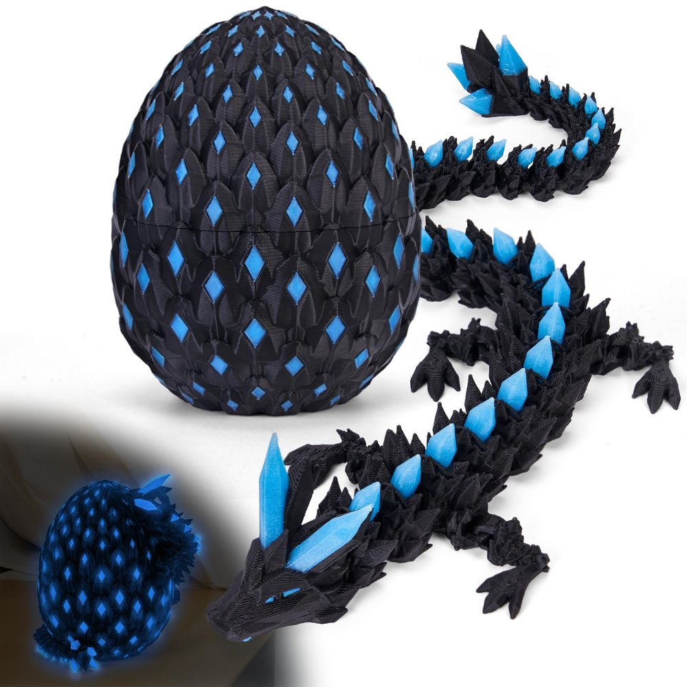 3D Printed Dragon Eggs Glow in The Dark Prefilled Easter Eggs with Dragon Toy for Basket Stuffers 3D Printed Animals for Goodie Bag Fillers Unique Easter Basket Essentials for Kids Teens