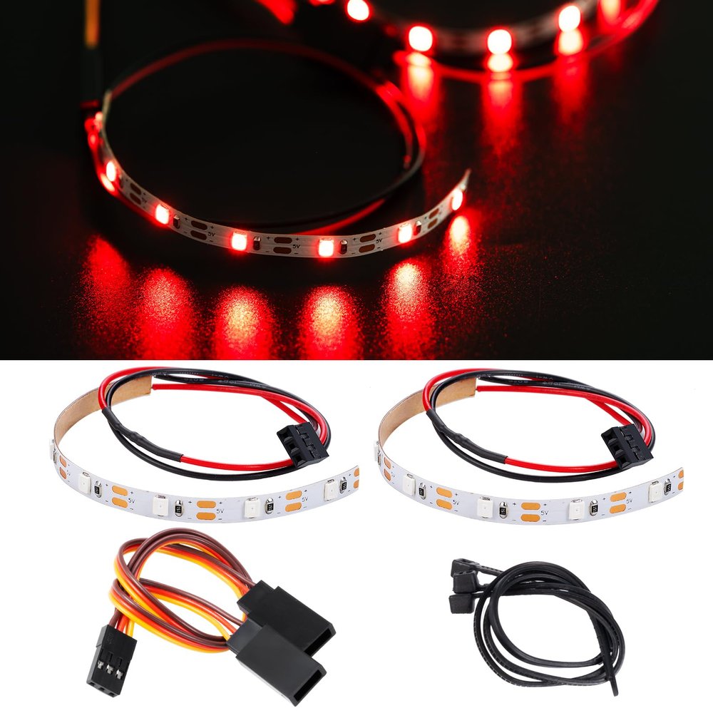 BRKRC RC Chassis Lights LED Strip Underglow Underbody Lamp for ARRMA 1/18 Granite Typhon GROM 1/14 Mojave Grom Mega 380 Upgrades Accessories (Red)