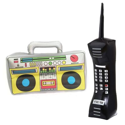 Inflatable Mobile Phone Boombox Set for 80s 90s Party Decorations (Assorted Color)