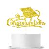 Congratulations 2026 Graduation Cake Topper Gold Glittery Class of 2026 Cake Topper Congrats Grad Party Cake Decor for 2026 Senior High School College Grad Party Supplies Decorations view 1