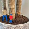 Aofbnbg Wooden Mini Decorative Potted Figurines, Father Son Dog Set, 3-Piece, Home and Courtyard Decor view 3