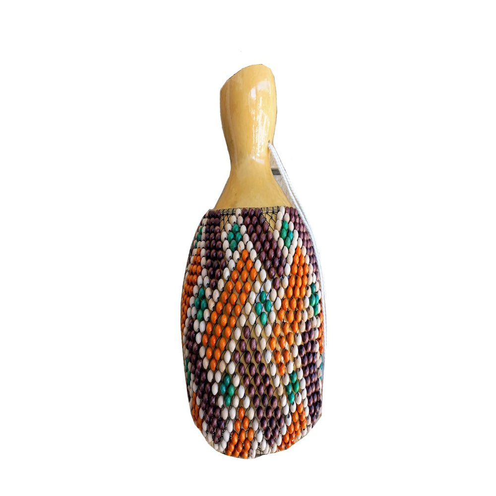 Large Xequer netted gourd rattle, Rhythm Instrument, Latin Percussion, Gift for Husband, Beaded Sekere instrument