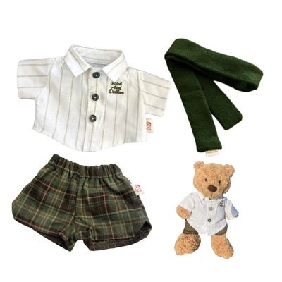 10inch Teddybear Clothes,Collegiate Style Doll Clothing for bumbly Bear and Bartholomew,Clothes only Without Doll (3pc Includes 1 Doll Shirt 1 Doll Pants 1 Doll Scarf) (S)