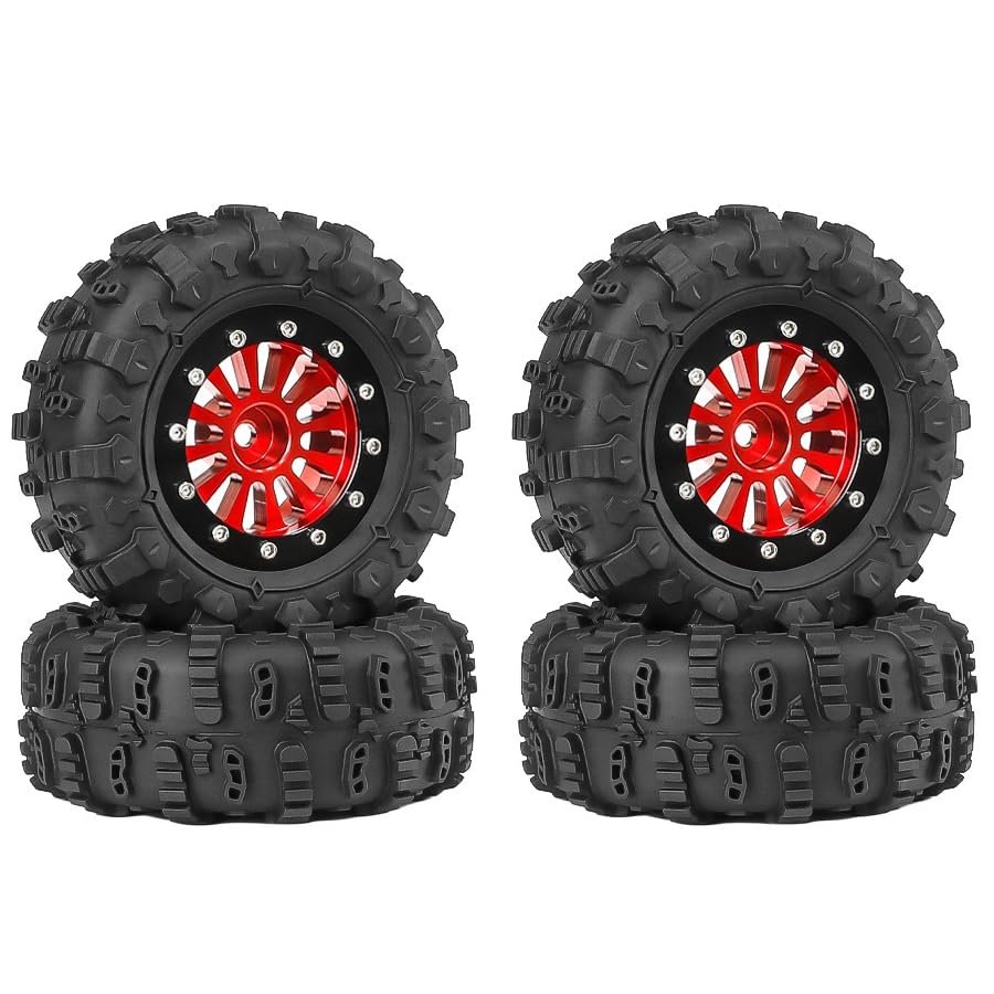 4pcs 65mm 1.3" Metal Beadlock Wheel Tire Set for 1/18 1/24 RC Crawler Car TRX4M SCX24 AX24 FCX24 Upgrade Parts(B)