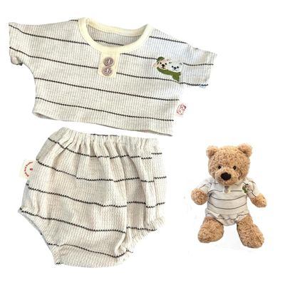 10inch Teddybear,28cm bumbly Bear and Bartholomew,Stuffed Animals Fox Doll Clothes,Without Doll Clothes only2pc Stripe Clothes Set Includes 1 Shirt,1 Doll Pants