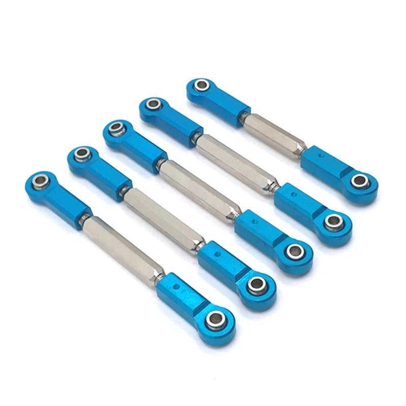 5Pcs Metal Steering Link Rod Servo Rod EA1018 EA1019 for JLB Racing Cheetah 11101 21101 J3 Speed RC Car Upgrade Parts(Blue)