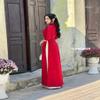 A29 Red Ao dai Truyn Thng Vietnam | Vietnamese Traditional Ao Dai For Women | Vietnamese Dress For Women | Ao Dai Tet Lunar New Year (6XL) view 4