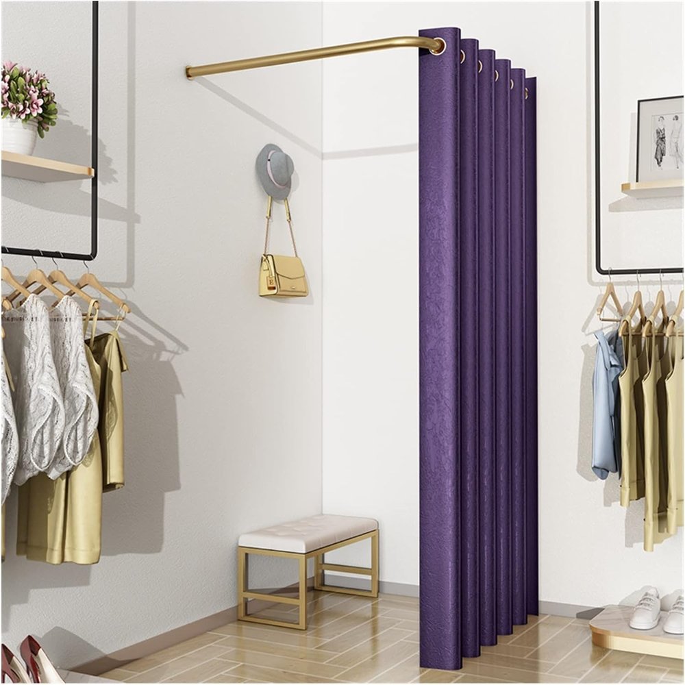 Mobile & Portable Clothing Store Fitting Room Mobile Track Changing Room with Curtain Kit Wall Mounted Changing Room 90 Visibility Screen 4 Sizes(A,80x80cm)