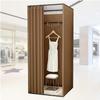 Mobile & Portable with Curtain Kit Clothing Store Fitting Room Temporary Privacy Screen Partition for Clothing Store Dormitory Mobile Track Individual Changing Room Brown(85x85x200cm) view 1