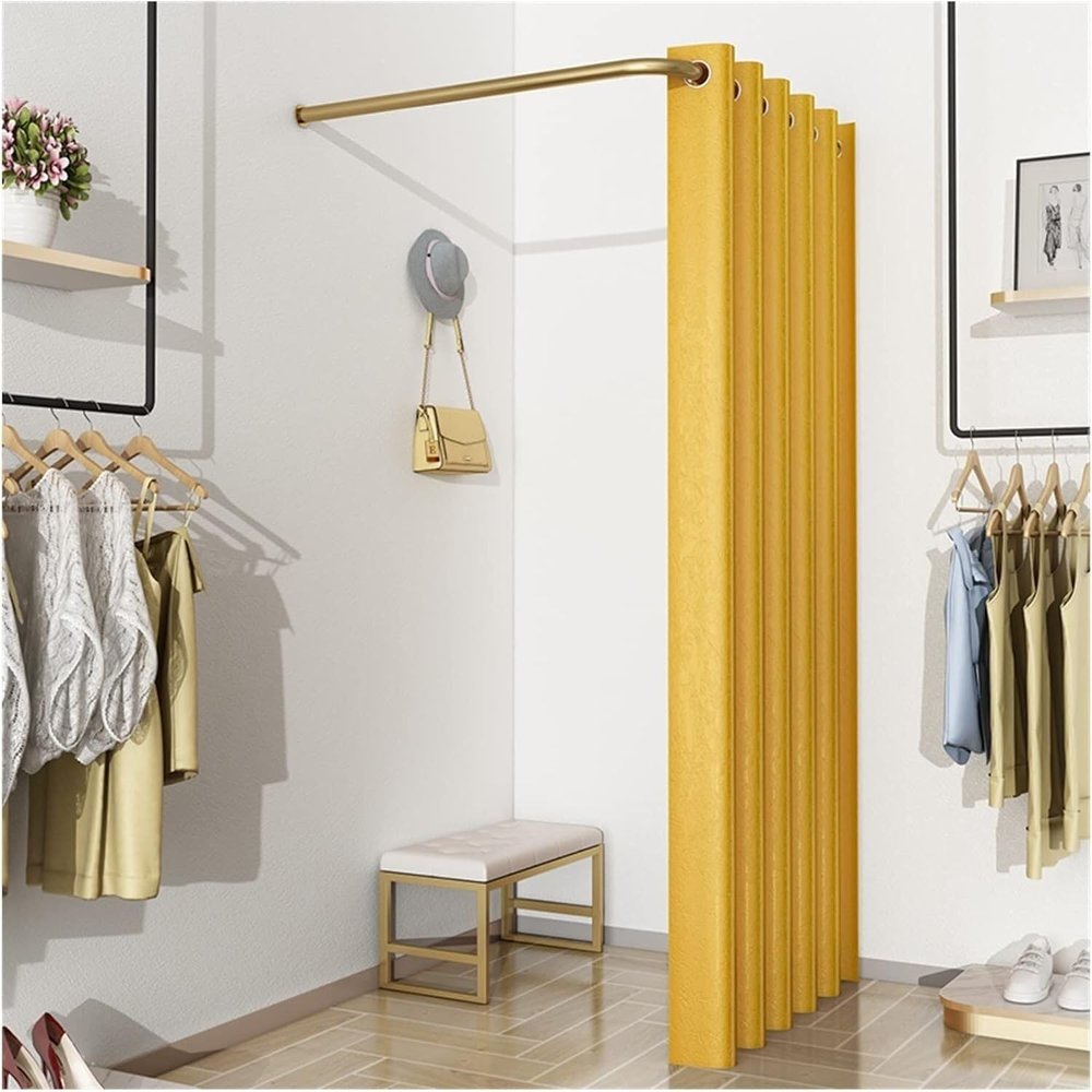 Mobile & Portable Clothing Store Fitting Room Mobile Track Changing Room with Curtain Kit Wall Mounted Changing Room 90 Visibility Screen 4 Sizes(I,90 x90cm)