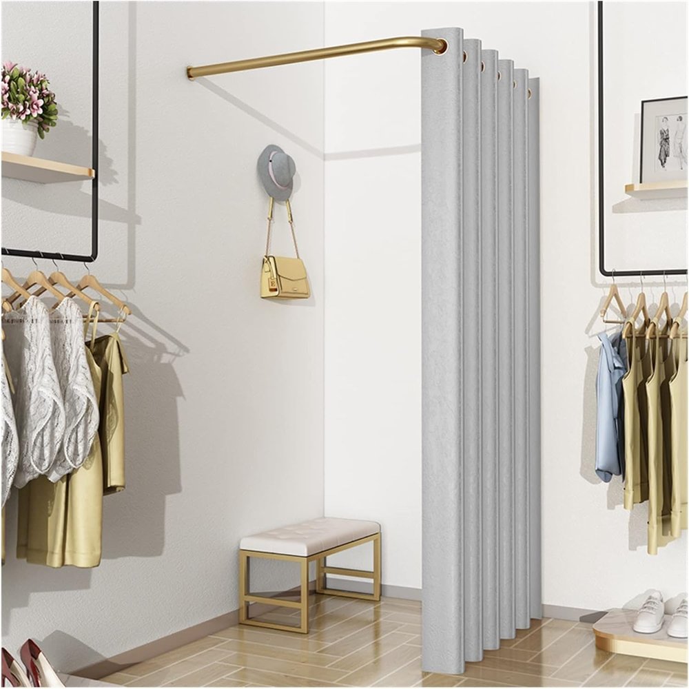 Mobile & Portable Clothing Store Fitting Room Mobile Track Changing Room with Curtain Kit Wall Mounted Changing Room 90 Visibility Screen 4 Sizes(D,100x100cm)