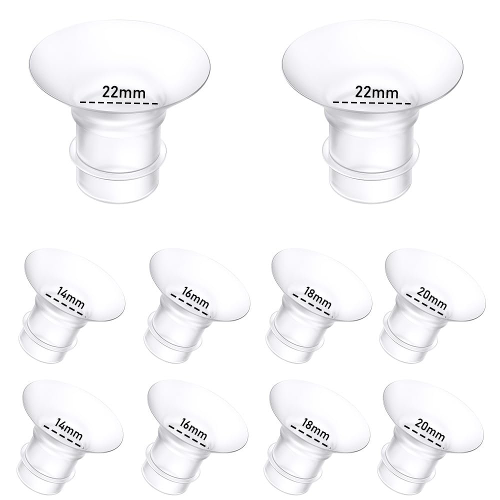 10PCS Breast Pump Flange Insert Kit - 14/16/18/20/22mm*2pc for Momcozy M5/M9/M6/S12 Pro/V1 pro/V2 pro, Spectra S1/S2, Eufy E10/S1 Pro, Medela/Elvie/Lansinoh/Paruu P10 Breast Pump Wearable Pumps