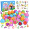 24 Pack Prefilled Easter Eggs With Toys, Stamps with Easter Tattoos Easter Basket Egg Hunt Stuffers, Pre Filled Easter Eggs Fillers Self Inking Stamp for Kids Gifts Party Favors, Goodie Bag Stuffer view 1