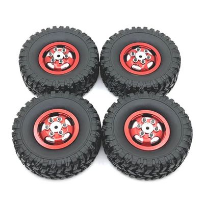 DUHWQ Compatible Metal Upgraded Wheels and Tires Compatible with 1/12 MN82 LC79 MN78 RC Car Parts(RED)