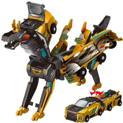 Aimery Collision Transforming Dinosaur Car Toy, 2 Magnetic Cars Convert into Dinosaur Toys,Dino Robot Toy, Boys Toys,Kids Toys, Party Birthday for Kids (Golden)