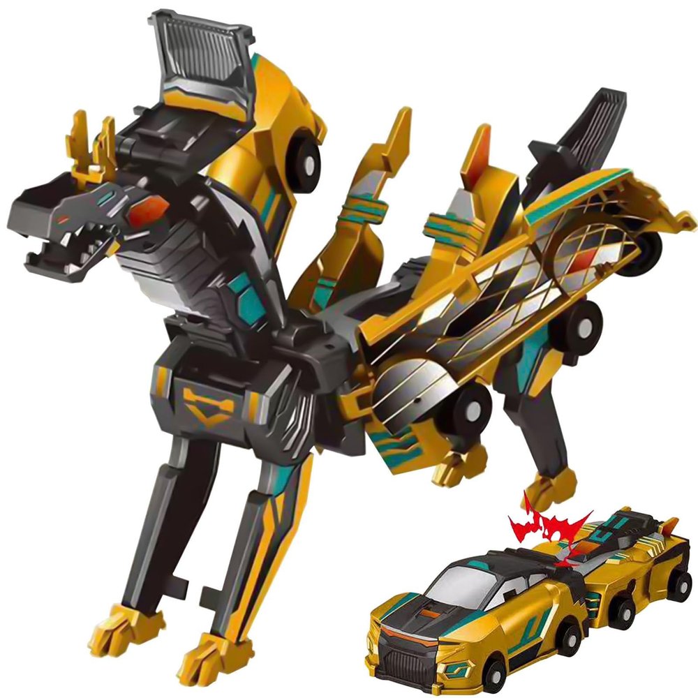 Aimery Collision Transforming Dinosaur Car Toy, 2 Magnetic Cars Convert into Dinosaur Toys,Dino Robot Toy, Boys Toys,Kids Toys, Party Birthday for Kids (Golden)
