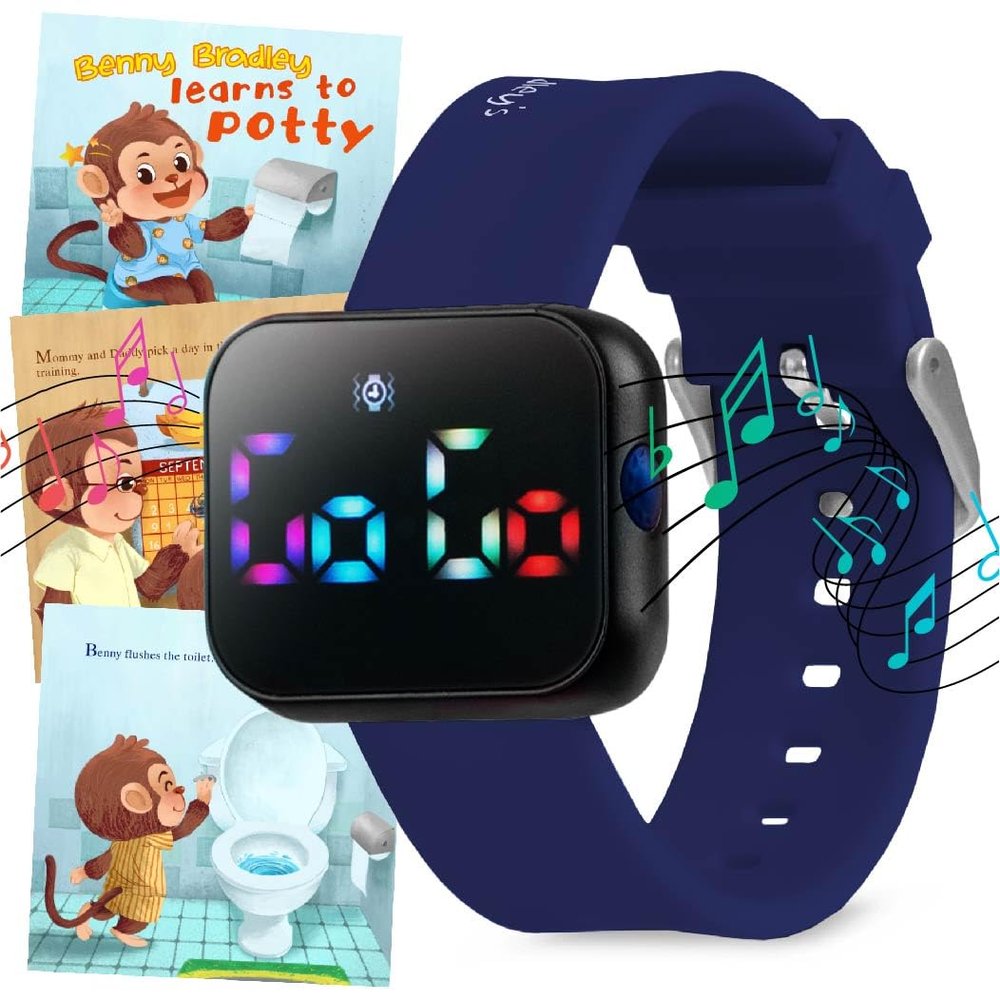 Potty Training Watch for Kids V4 A Water Resistant Toilet Reminder Device for Boys & Girls to Train Your Toddler with Fun/Musical & Vibration Interval Reminder with Potty Training eBook (Cobalt)